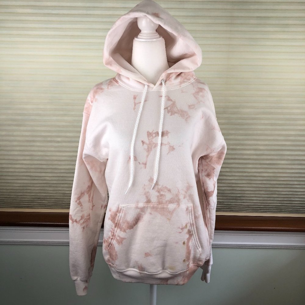 NEW - Hanes Tie Dye Beachy Cream and Peach Hooded Sweatshirt Athleisure Comfy